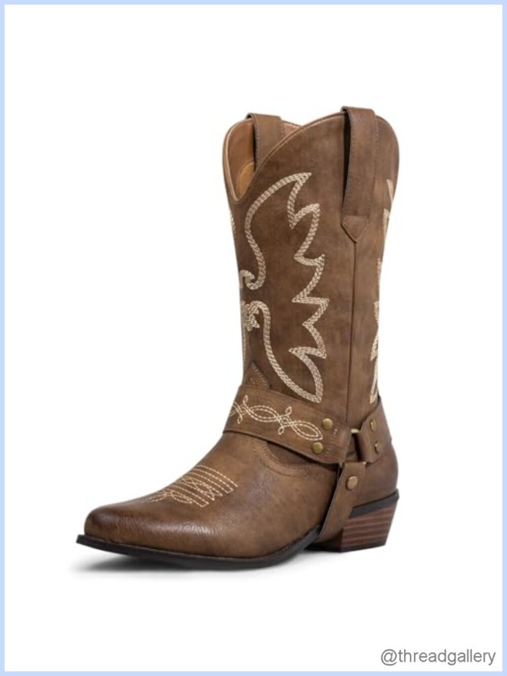 SheSole Western Cowboy Boots Pointed Toe Faux Leather Mid Calf Women